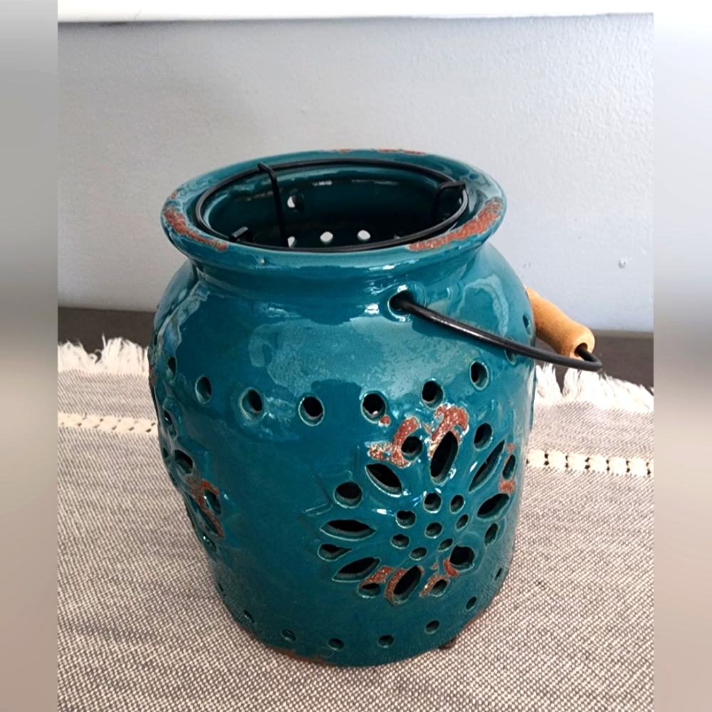 Rustic Ceramic Tealight Lantern